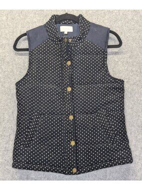 Skies Are Blue Womens XS Vest Navy Polka Dot Puffer Outdoor Hiking Jacket